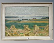 Continental school : hay stacks oil on canvas, 68 cm x 47 cm,