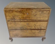 A 20th century Scandinavian birch three drawer chest