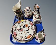 A collection of Masons china including double landscape pattern jug, a pair of Mandalay jugs,