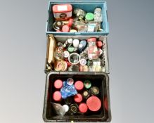 Four crates containing a large quantity of nuts, bolts, screws and further hardware.