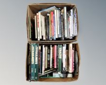 Two boxes of books relating to railways.