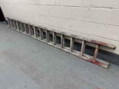 An aluminium extension ladder