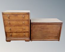 A 1930s oak four drawer chest together with a further blanket chest.