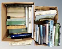 Two boxes of books relating to ornithology.