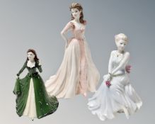 Three Coalport figures, Ladies of Fashion 1995 Jacqueline,