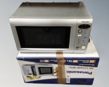 A boxed Panasonic microwave.