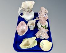 A tray of NatWest Wade pigs, a Maling lustre jug, Carltonware etc.