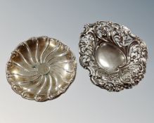 Two silver pin dishes
