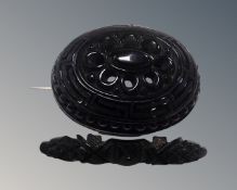 Two Whitby Jet brooches