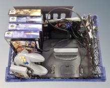 A Nintendo N64 console together with four games, Star Wars,
