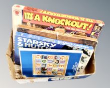 A box of three vintage board games - It's a knock out, Starsky and Hutch,