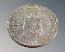 A 1937 Dutch 2½ Gulden silver coin