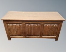 An Old Charm oak linen fold blanket chest