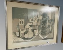 Continental school : abstract still life study, colour print,