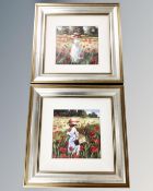 Two Sherree Valentine Daines limited edition prints 'Girl in poppy fields', framed.