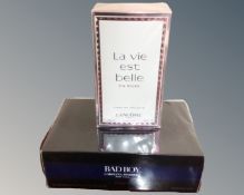 Two boxed Carolina Herrera Bad Boy Cobalt eau de parfum 100ml together with Lancome La Vie Est