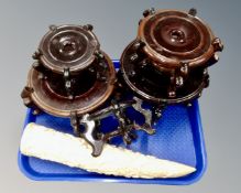 A tray of five Oriental vase stands, various sizes,