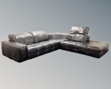 A Barker & Stonehouse brown stitched leather corner settee CONDITION REPORT: