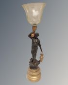 A spelter figural lamp 'Farmer'