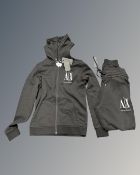 An Armani Exchange two piece black zip hoody and track pants size small