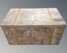 A 19th century pine metal bound shipping trunk