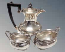 A silver plated three piece tea service