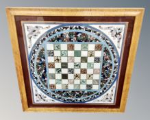 An antique reverse hand painted glass panel by Robert Fulton in frame