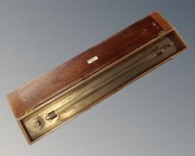 An antique brass precision rule in fitted box by John E Wright and company,