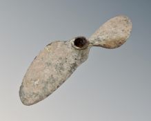 A vintage two-blade boat propeller