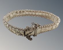 A silver bracelet