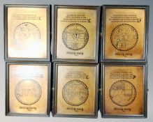 Six copper effect wall panels