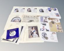 A tray of First Day coin covers and commemorative coins