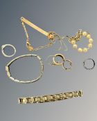 A 9ct yellow gold band ring, 3.