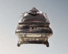A Victorian silver plated bombay tea caddy.