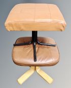 Two Scandinavian leather upholstered footstools