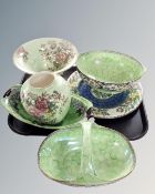 A tray of Maling lustre ware including springtime plaque, Garland pattern basket etc.