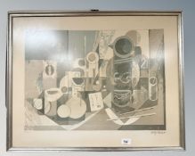 Continental school : abstract still life study, colour print,