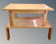 Two Scandinavian pine coffee tables,