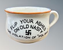 A small novelty Fieldings ash pot 'Flip your ashes on Old Nasty, The Violation of Poland',