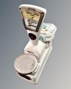 A set of Vandome & Hart ltd. enamelled weighing scales.