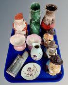 A tray of ceramics including Maling Sunday dishes, Carltonware, ceramic fish jug etc.