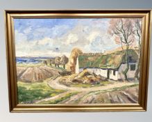 Finn An (20th century) : View of a farmstead, oil on canvas,