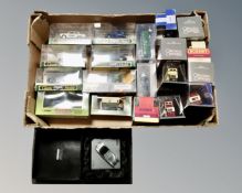 A box of Corgi and other die cast vehicles, classic models, Hornby bus etc.