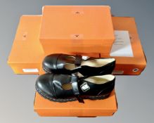 Five pairs of women's retro flat wedge shoes, size 7.5, new a boxed.