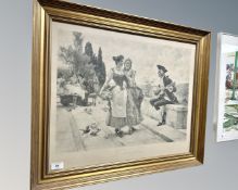 A 19th century French photogravure : Chant D'Amour, 59cm by 47cm.