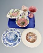 A tray of Maling ware including plaques, springtime bowl, jug etc.