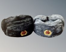 Two large size Soviet style Ushanka hats (2)