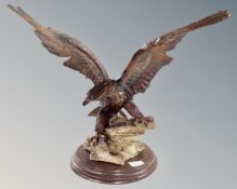 A Capodimonte figure of an eagle, on plinth.