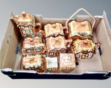 A crate containing a large quantity of cottageware items.