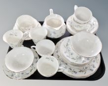 A tray of Newcastle Upon Tyne gilded bone china part tea set.
